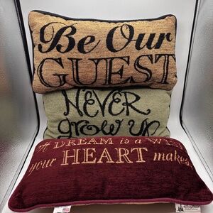 Disney WDW Phrases Be Our Guest Throw Pillows Set of Three 15" x 8"